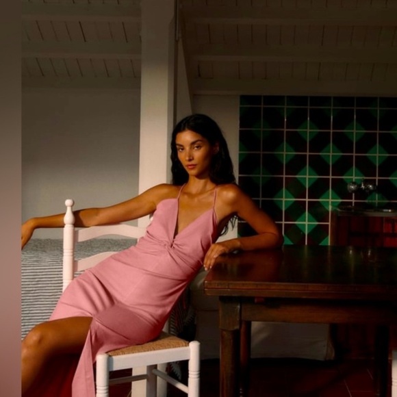 Zara Dresses & Skirts - ZARA Chalk Pink Linen Blend Sleeveless Midi Dress